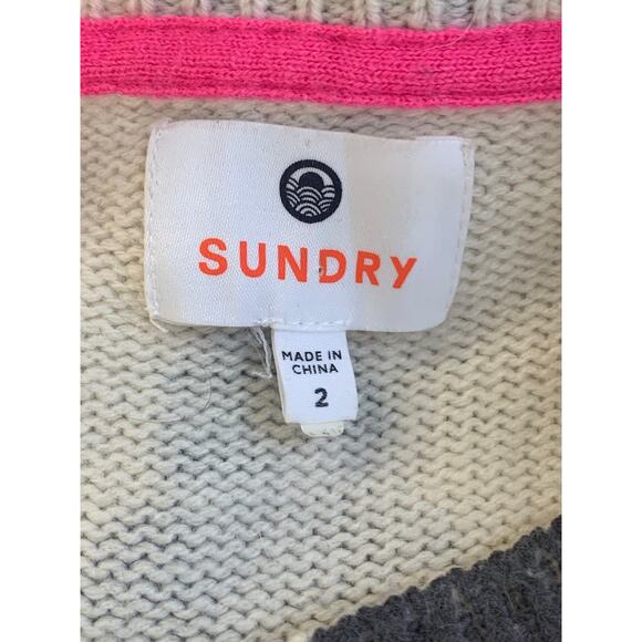 Sundry Women's Crew Neck Knit Pullover Sweater Leopard Print Cream Black Size 2 - Picture 3 of 4